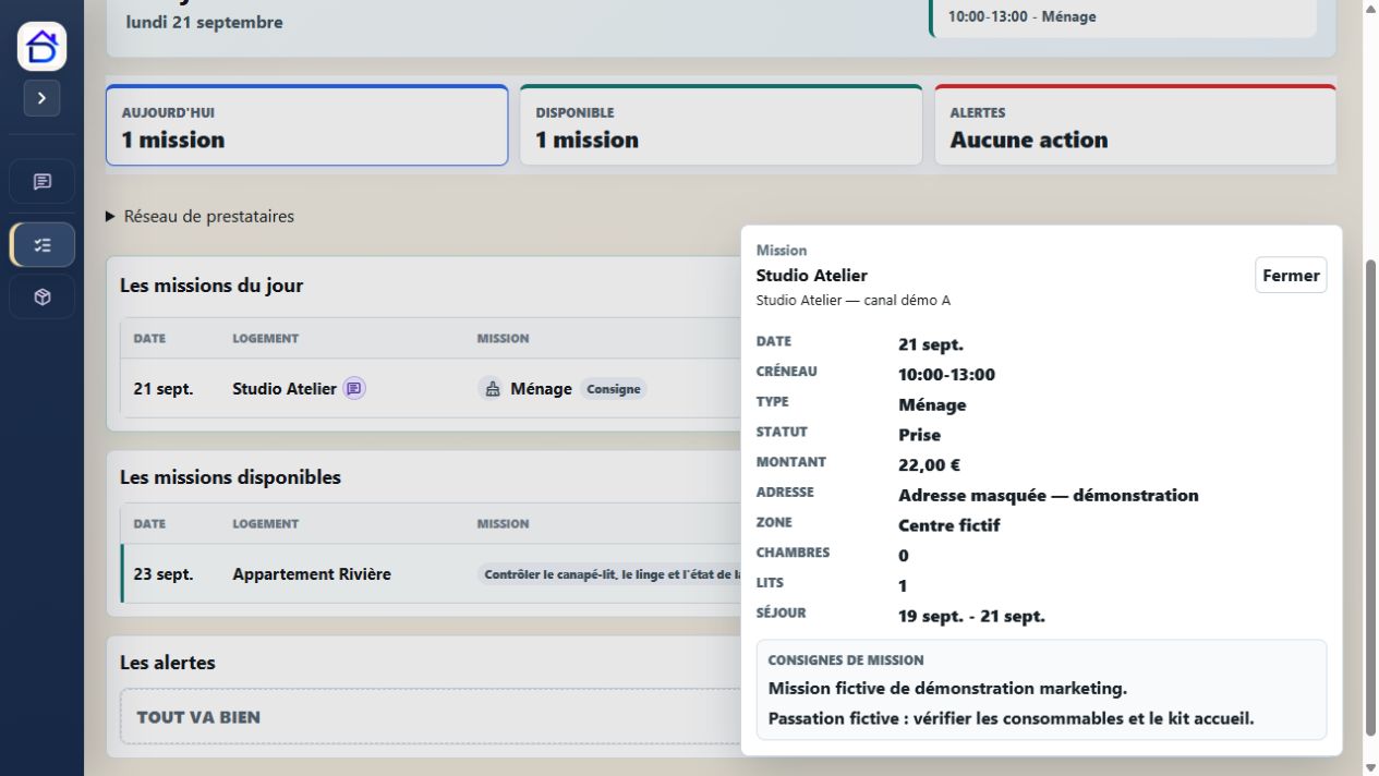 Mission MAESTHOM fictive attribuée après la création d’une réservation.